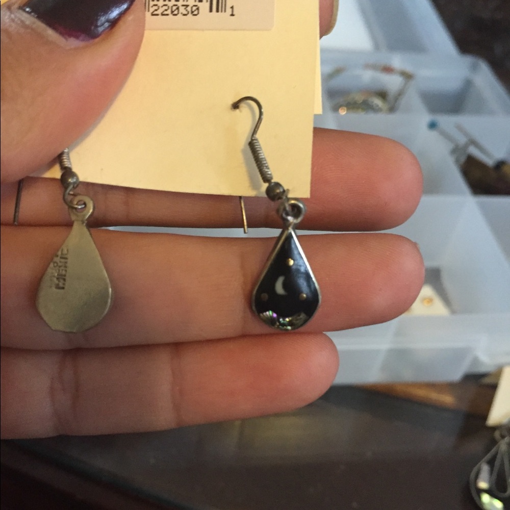 Set of 3 different shape abalone earrings